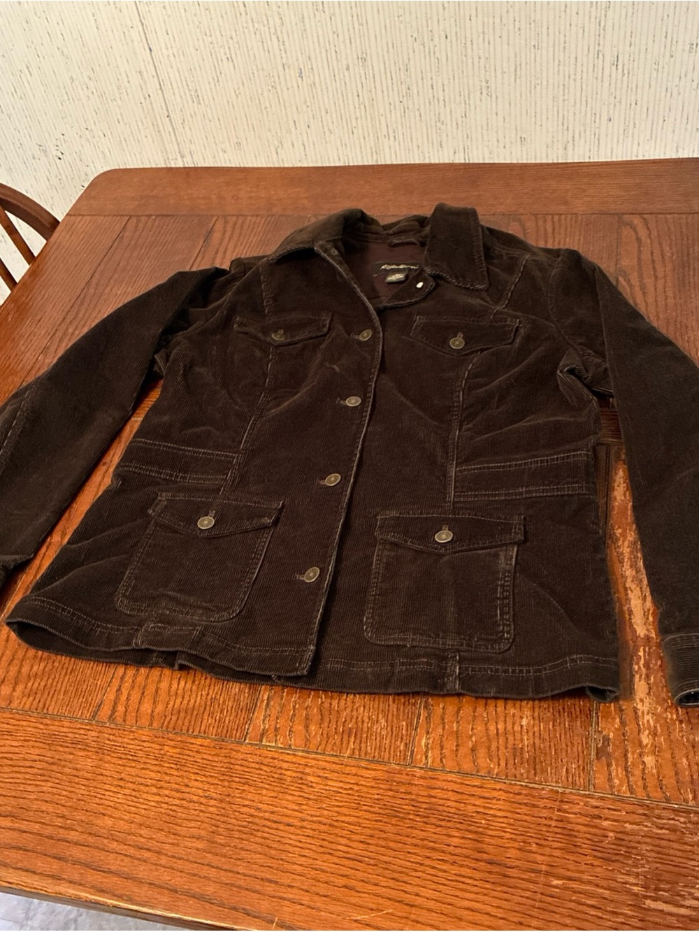 Eddie Bauer Corduroy Jacket Women’s L Brown Button Trucker Blazer Vintage